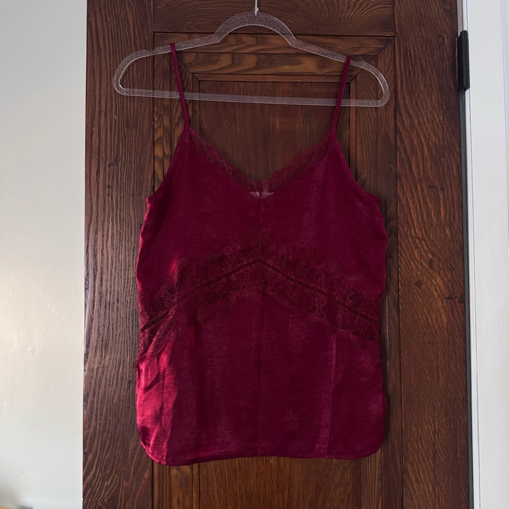 Red Lace Trim Cami Top size S